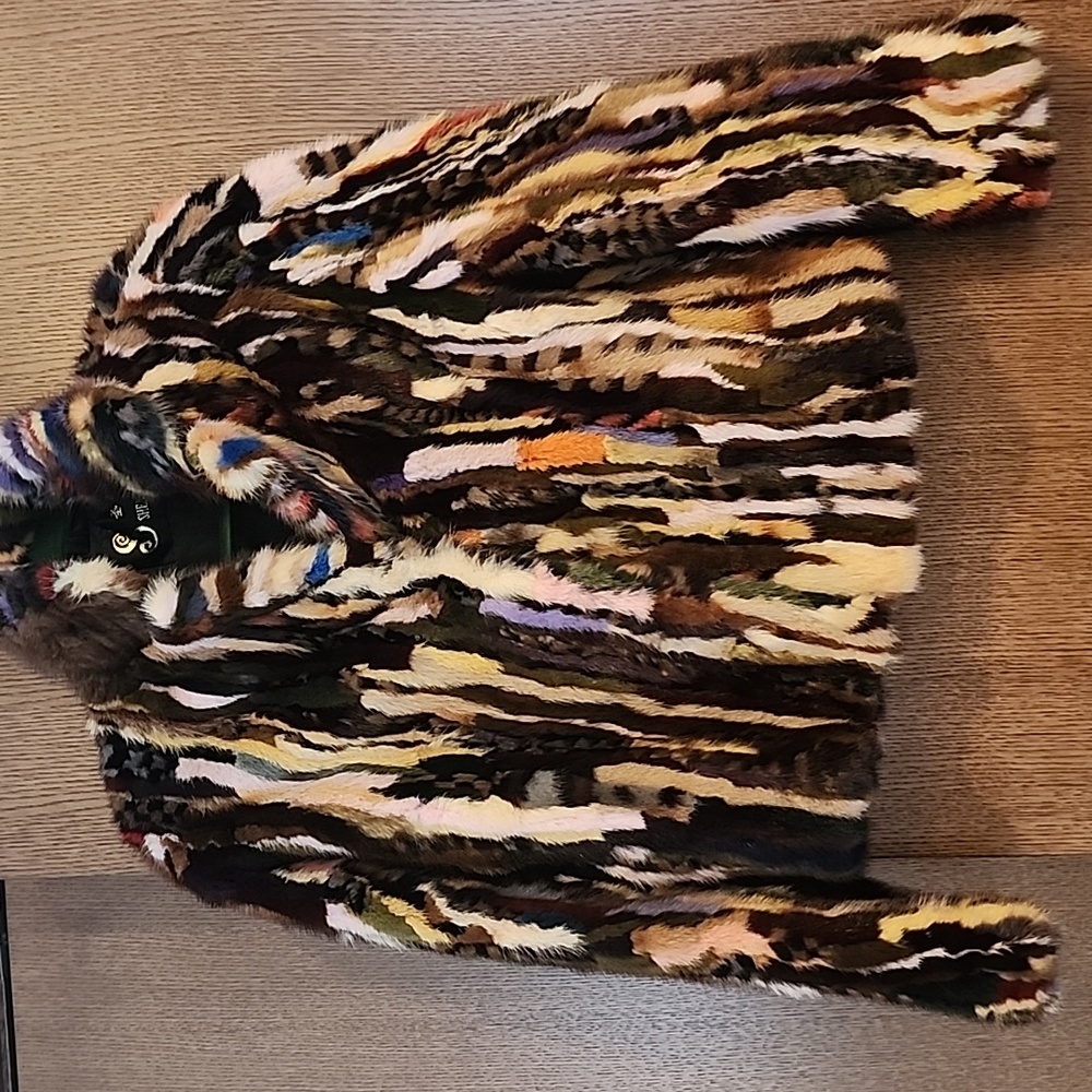 RARE- Mink Fur Multicolour Jacket -vintage - Picture 6 of 13